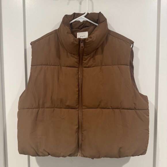 Supre Brown Mini Puffer Vest - Picture 1 of 4